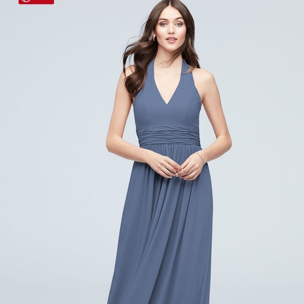 David's Bridal Long Halter Bridesmaid Dress